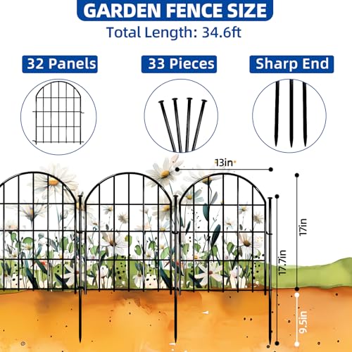 32 Pack Decorative Garden Fence (577.6 Sq Ft)
