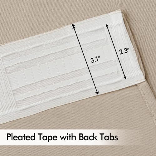Taupe Back Tab Blackout Curtains 52x90 Inch Long 2 Panels Set (2 Count)