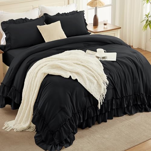 Black Ruffle Oversized King Comforter Set