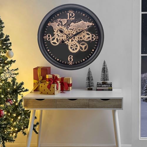 24 Inch Wall Clock with Real Moving Gears