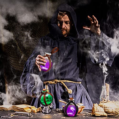 6 Pcs Halloween Glass Potion Bottles with Cork Belt (6 Count)