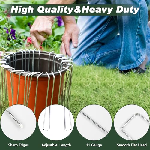 12 Inch 50 Pack Galvanized Landscape Staples 11 Gauge Anti (50 Count)
