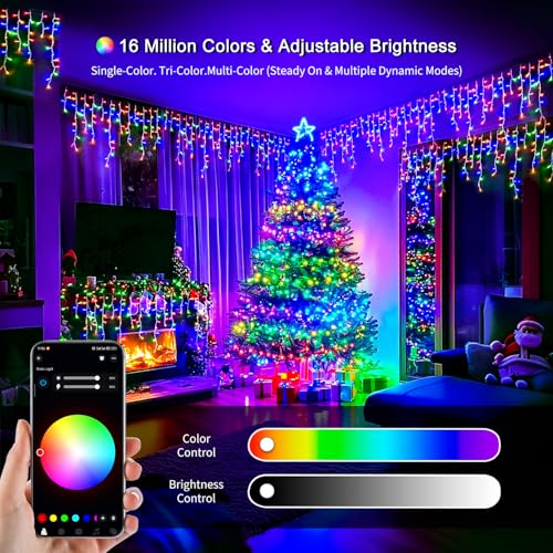 400 LED Smart RGB Icicle Lights for Outside (42.6 Foot)