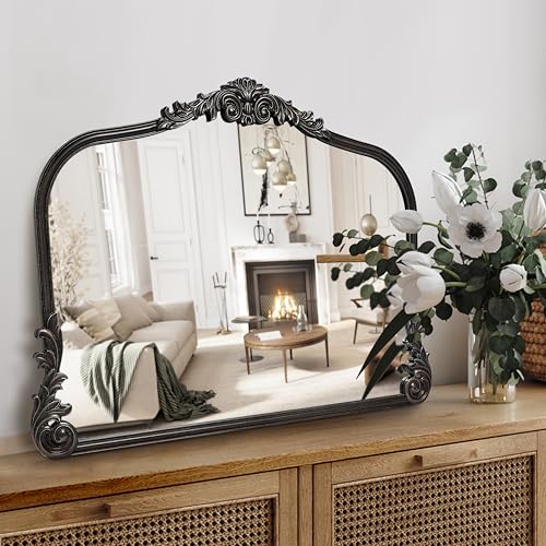 English Estate Carved Arch Wood Wall Mirror