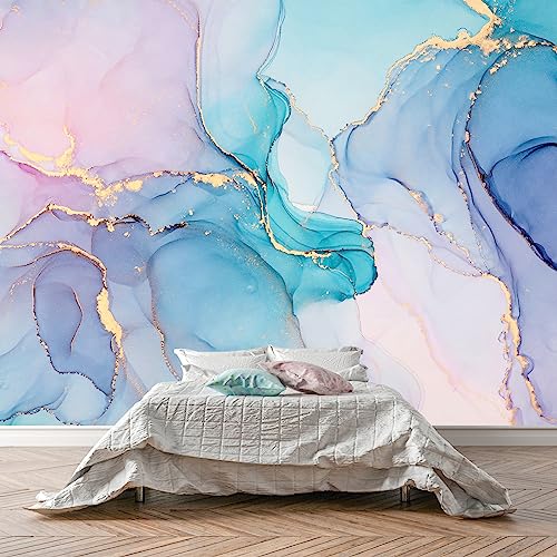 Pink and Blue Marble Abstract Wallpaper Mural for Girl Bedroom (99.33 Sq Ft)