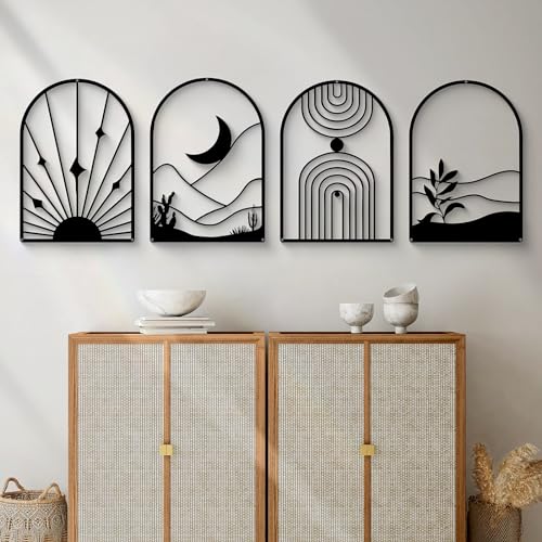 4 Pack Black Abstract Metal Wall Art (4 Count)