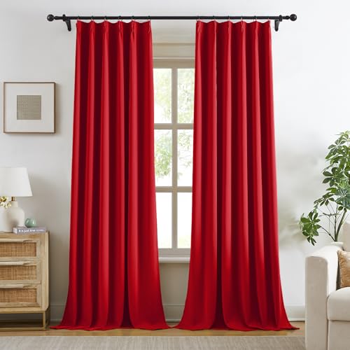 Pinch Pleat Blackout Curtains 108 Inches Long for Hall Windows