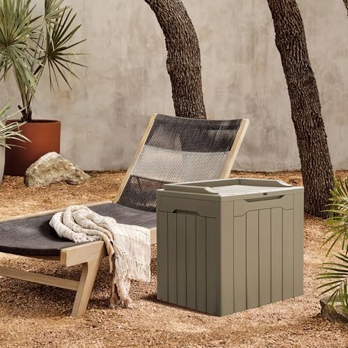 31 Gallon Resin Deck Box All Weather Outdoor Storage Boxes for Patio Furniture Set