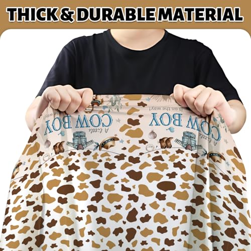 Cowboy Baby Shower Tablecloth 4 Pack 54X108 A Little Cowboy is On The Way Western Theme Table Cover (4 Count)