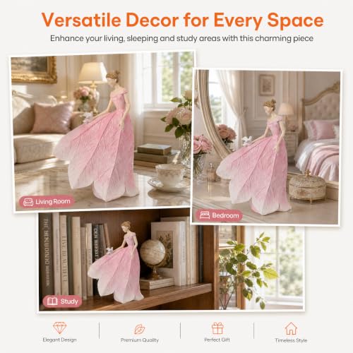 Pink Leaf Angel Girls Fairy Statue Home Decoration