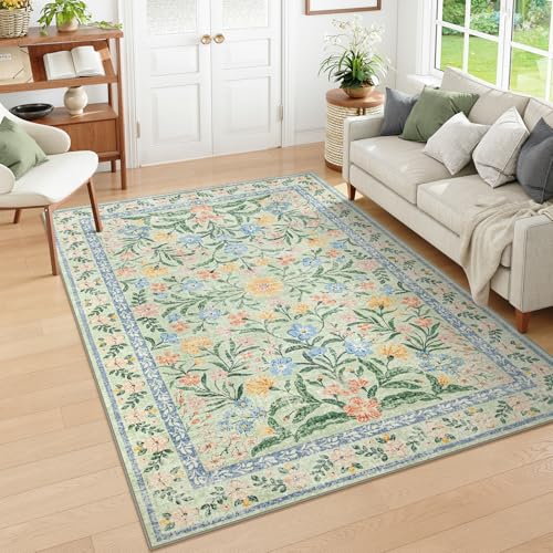 Washable Floral 6x9 Rug