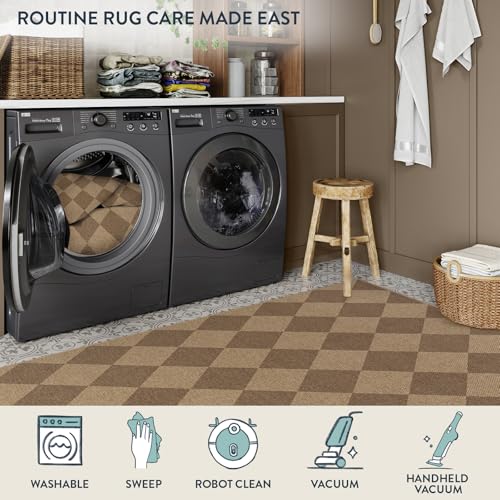 Checkered Easy Jute Outdoor Runner Rug