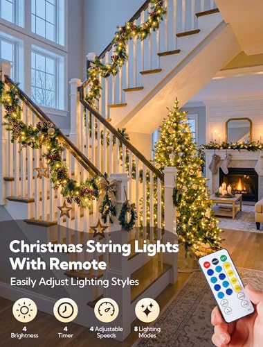 98FT 200 LED Warm White Christmas Fairy Twinkle String Lights Indoor (98 Foot)