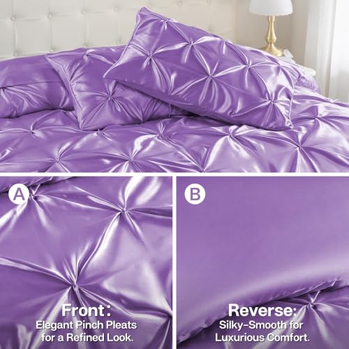 Satin Twin XL Comforter Set Lavender