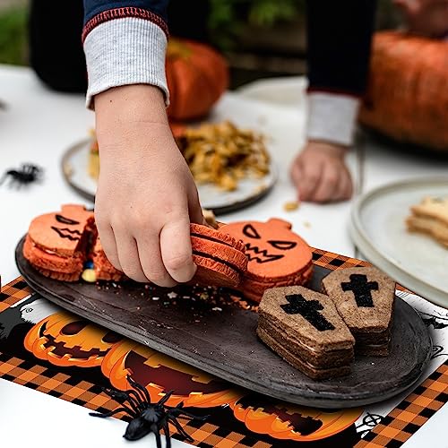 100 Pcs Halloween Placemats Pumpkin Ghost Buffalo Plaid Paper 14x10
