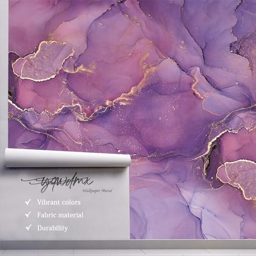 Purple Marble Fabric Wallpaper Abstract Texture Mural Bedroom 140" x 91"
