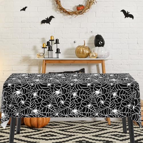 8 Pcs Halloween Plastic Tablecloths Colored Spider Web Disposable Table Cover Spiderweb Rectangle Table Cloth for Trick or Treat Holiday Party Decor (8 Count)