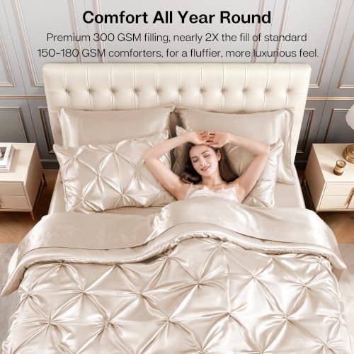 Satin Twin Comforter Set Beige