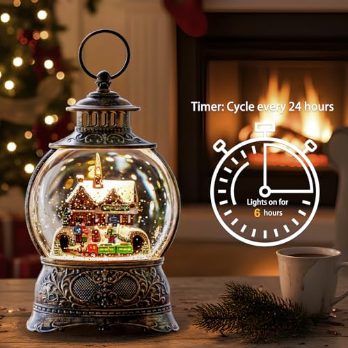 Christmas Snow Globes Christmas Water Lantern with Station Train