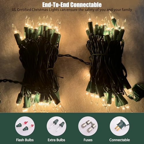 Christmas Lights 100 Count Clear Christmas Tree String Lights with Green Wire for Outdoor Indoor Christmas Decorations Wedding Decorations Valentines Day Decor