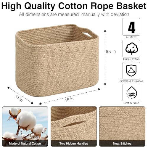 Storage Baskets for Organizing & Shelves (4 Count)