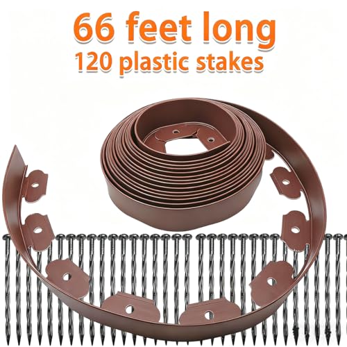 Landscape Edging 2in x 66FT Garden Edging Kit with 120 Spikes