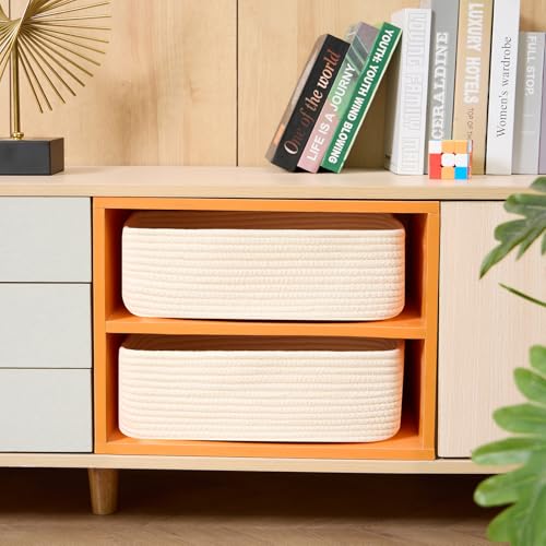 Large Shallow Organizing Baskets 15x11x5.1 Inches (2 Count)