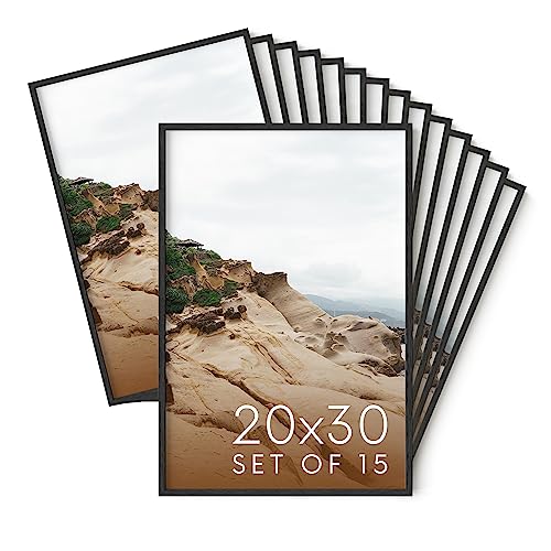 20x30 Black Oak Wood Picture Frames Set of 15