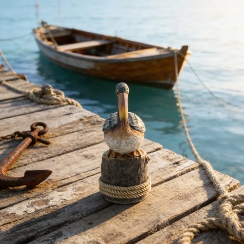 Resting Pelican Statue Sculpture Coastal Style Figurine