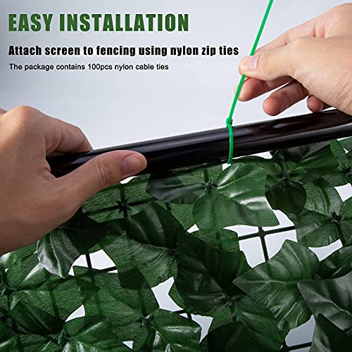 Faux Ivy Fence Privacy Screen Outdoor Expandable Artificial Greenery Roll Fake Hedge Wall Patio Green Plastic Leaf Plant Vine Grass Panels Gate Covering Garden Yard Balcony (43.07 Sq Ft)