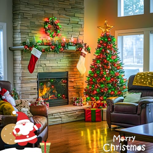 100 LED Connectable Red and Green Christmas Lights with 8 Modes (33 Foot)