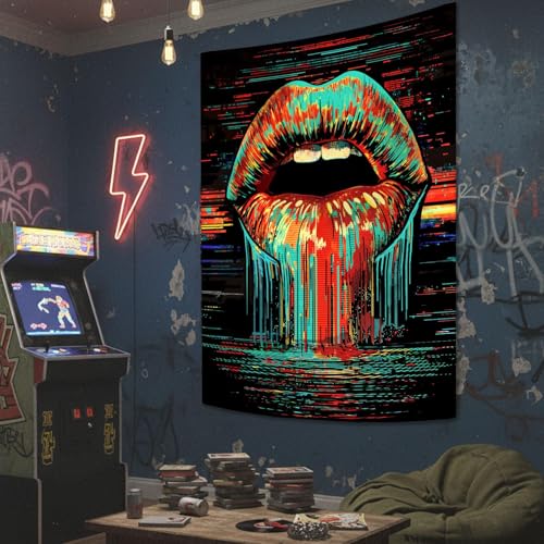 Hippie Vintage Lips Tapestry