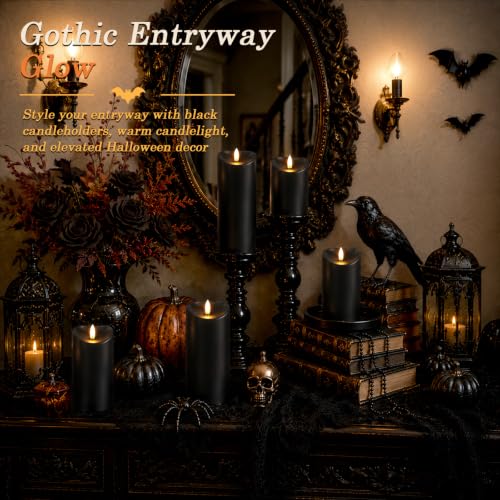 Halloween Black Waterproof LED Candles with Remote Timer