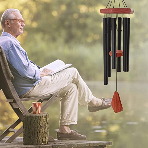 Wind Chimes for Outside 30 inch Black Aluminum Garden Patio Gift Decor Yard