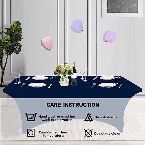 2 Pack 8FT Table Cloth for Rectangular Spandex Jean Blue Cover (2 Count)