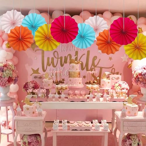 Pink Birthday Decorations DIY Baby Pink Paper Fans Hanging Decoration 8in