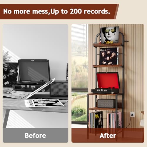 Record Player Stand with Power Outlet