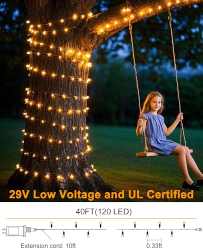 40FT 120 LED Christmas Lights Outdoor