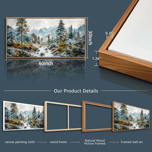Large Canvas Wall Decor For Bedroom Wall Art For Living Room Office Decor Forest Tree Paintings Rivulet View landscape Wall Pictures Printing Artwork Modern Home Decor Wood Framed 30x60 In