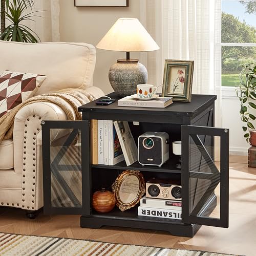 24'' End Table Set 2 with Charger for Living Room (2 Count)