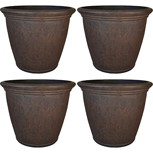 Sunnydaze Anjelica 15.25'' Large Plastic Planter Pot for Plants (4 Count)