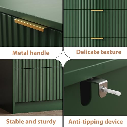 Green 6 Drawer Dresser for Bedroom