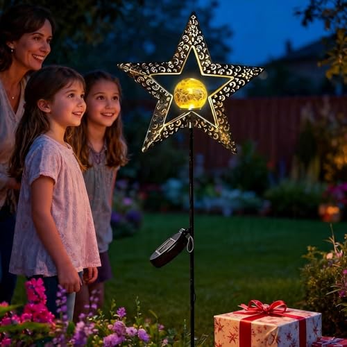 Star Solar Lights Garden Outdoor Decor Waterproof Metal Solar Stakes Lights for Patio Yard Walkway Lawn Patio Mothers Day Garden Gifts Mom Wife Grandma