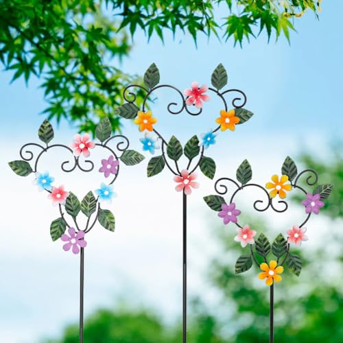 Metal Flowers Decorative Garden Stakes (3 Count)