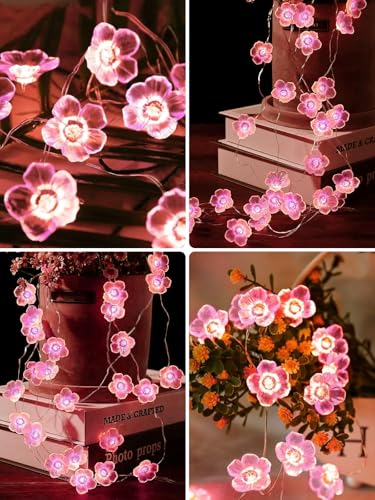 Cherry Blossom Flower String Lights Fairy Lights Battery Operated Remote