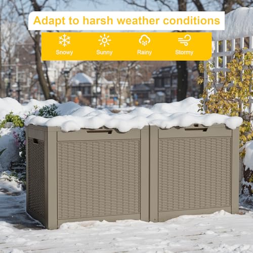 34 Gallon Deck Boxes Resin Outdoor Storage Box UV Resistant Outside Deck Box with Lockable Lid for Patio Furniture