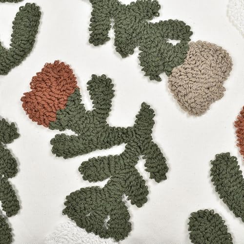 Throw Pillow Covers 18x18 Boho Tufted Fall Floral for Couch