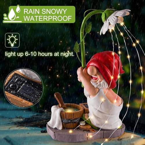 Garden Gnomes Outdoor Statue with Solar Lights