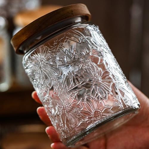 Vintage Glass Jars with Wooden Lids