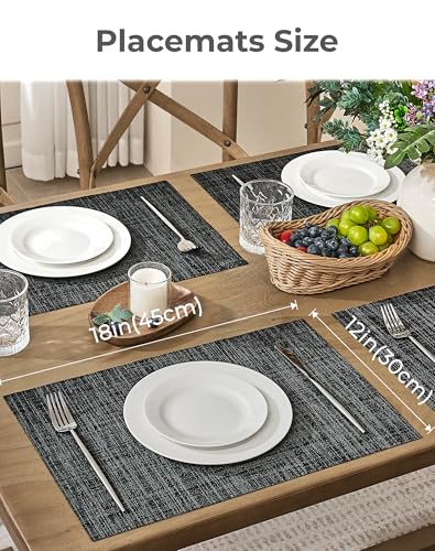 Black and Grey Woven Placemats Set of 8 (8 Count)